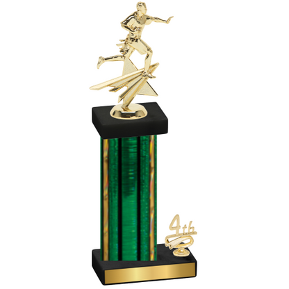 Accented Single Green Glacier Fourth Place Flag Football Trophy