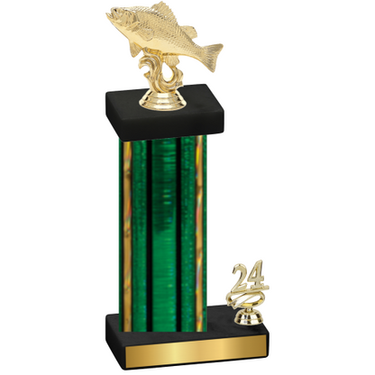 Accented Single Green Glacier Year Fishing Trophy