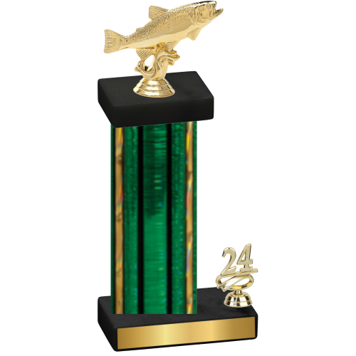 Accented Single Green Glacier Year Fishing Trophy