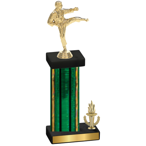 Accented Single Green Glacier Victory Karate Trophy