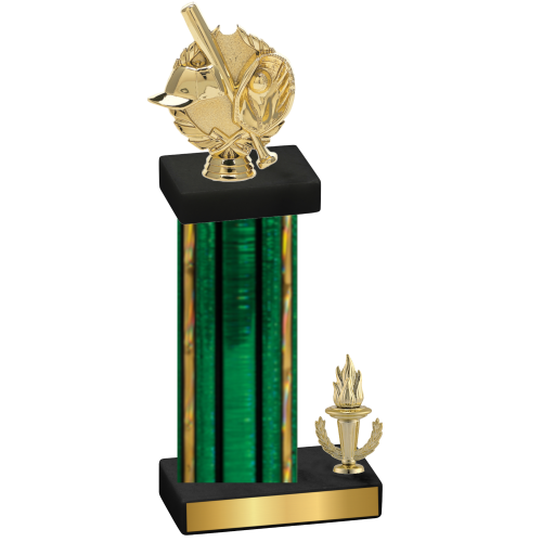 Accented Single Green Glacier Victory Baseball Trophy