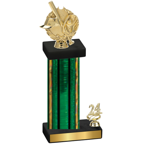 Accented Single Green Glacier Year Baseball Trophy