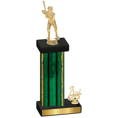 Accented Single Green Glacier Third Place Baseball Trophy