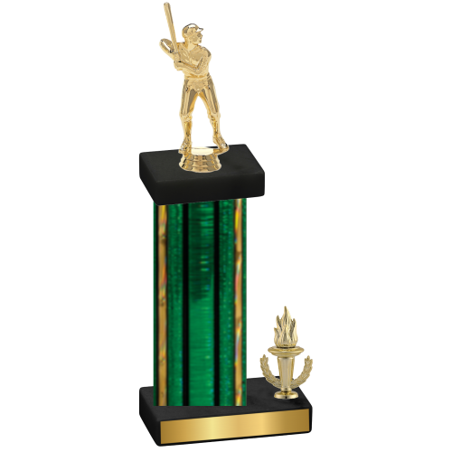 Accented Single Green Glacier Victory Baseball Trophy