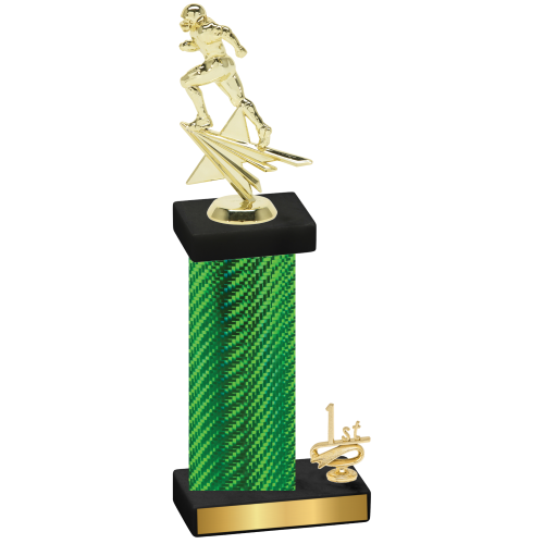 Accented Single Green Carbon Fiber First Place Football Trophy