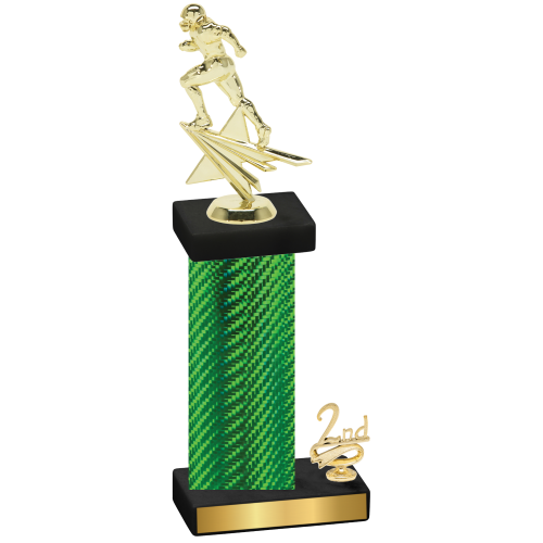 Accented Single Green Carbon Fiber Second Place Football Trophy