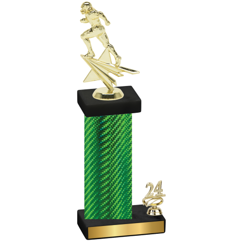 Accented Single Green Carbon Fiber Year Football Trophy