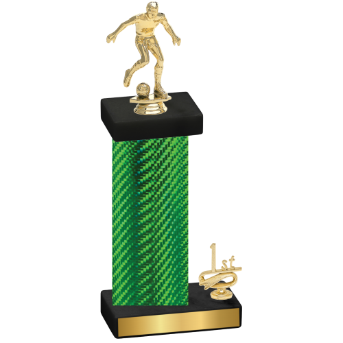 Accented Single Green Carbon Fiber First Place Soccer Trophy