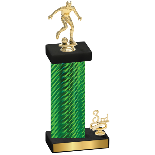Accented Single Green Carbon Fiber Third Place Soccer Trophy
