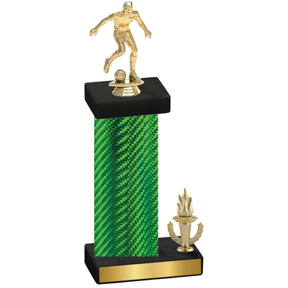 Accented Single Green Carbon Fiber Victory Soccer Trophy