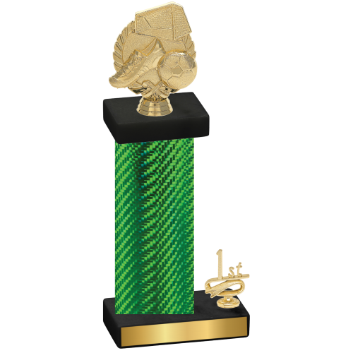 Accented Single Green Carbon Fiber First Place Soccer Trophy