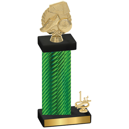 Accented Single Green Carbon Fiber First Place Soccer Trophy