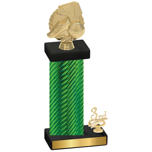 Accented Single Green Carbon Fiber Third Place Soccer Trophy