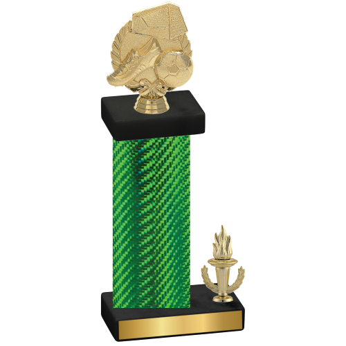 Accented Single Green Carbon Fiber Victory Soccer Trophy