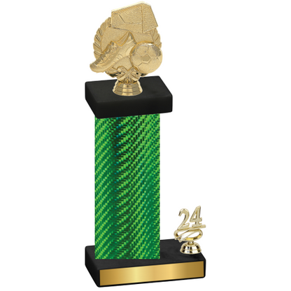 Accented Single Green Carbon Fiber Year Soccer Trophy