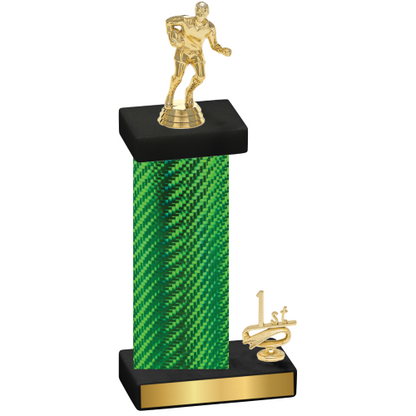 Accented Single Green Carbon Fiber First Place Rugby Trophy