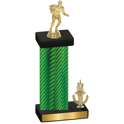 Accented Single Green Carbon Fiber Victory Rugby Trophy