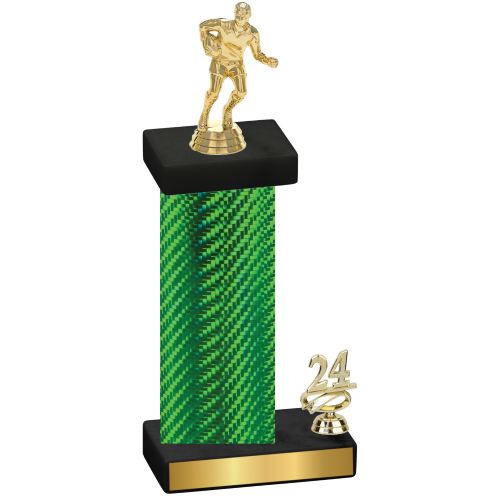 Accented Single Green Carbon Fiber Year Rugby Trophy