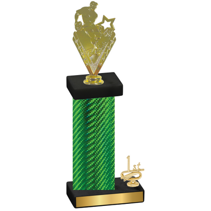 Accented Single Green Carbon Fiber First Place Rugby Trophy