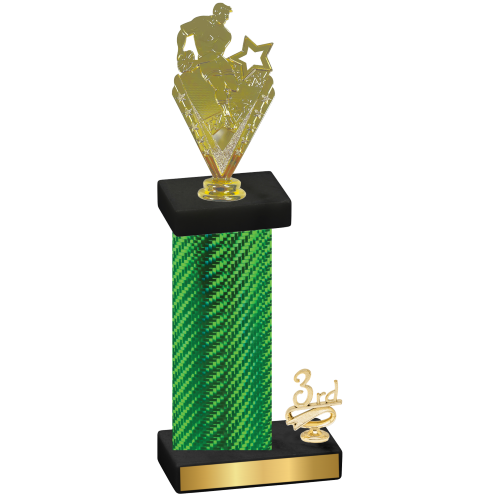 Accented Single Green Carbon Fiber Third Place Rugby Trophy