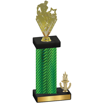 Accented Single Green Carbon Fiber Victory Rugby Trophy