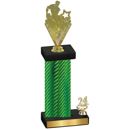 Accented Single Green Carbon Fiber Year Rugby Trophy