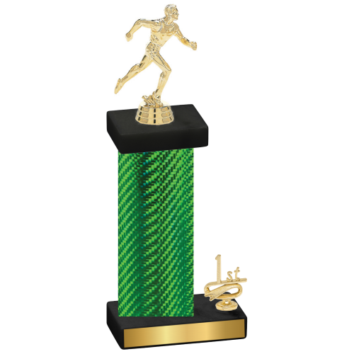 Accented Single Green Carbon Fiber First Place Running Trophy