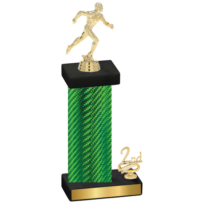 Accented Single Green Carbon Fiber Second Place Running Trophy