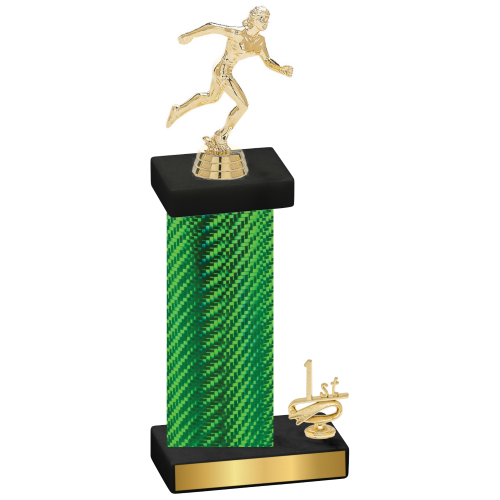 Accented Single Green Carbon Fiber First Place Running Trophy