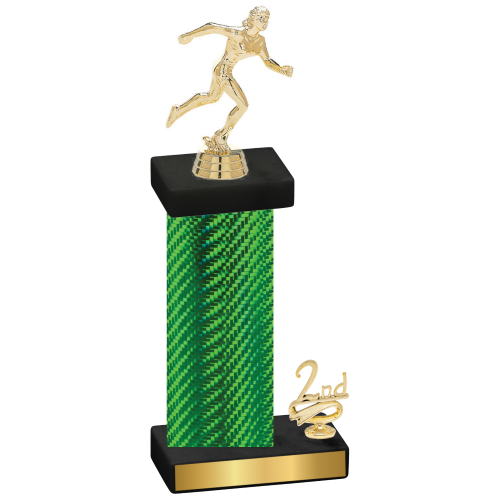 Accented Single Green Carbon Fiber Second Place Running Trophy