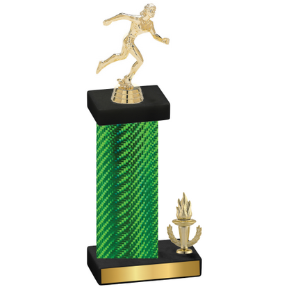 Accented Single Green Carbon Fiber Victory Running Trophy