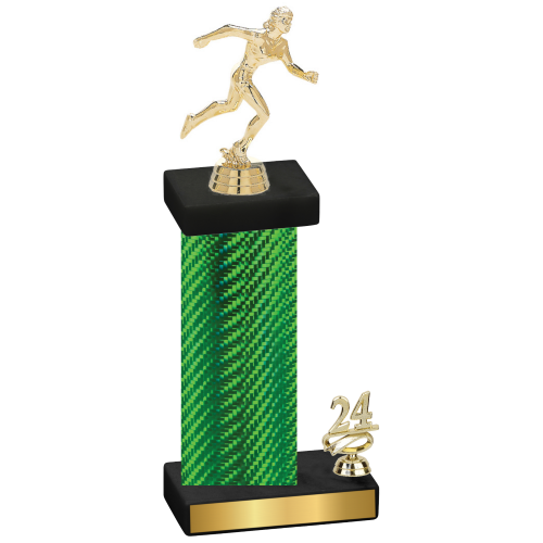 Accented Single Green Carbon Fiber Year Running Trophy