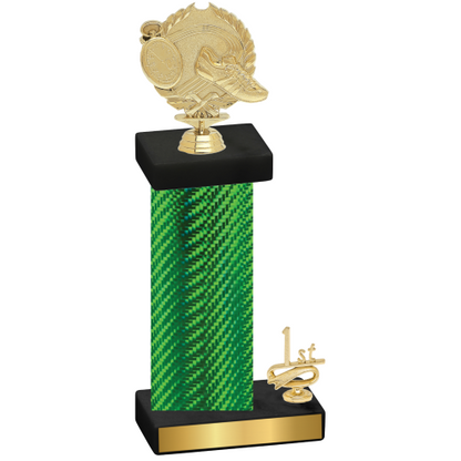 Accented Single Green Carbon Fiber First Place Running Trophy