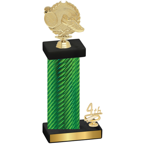 Accented Single Green Carbon Fiber Fourth Place Running Trophy