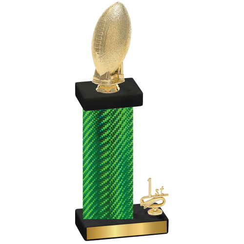 Accented Single Green Carbon Fiber First Place Football Trophy