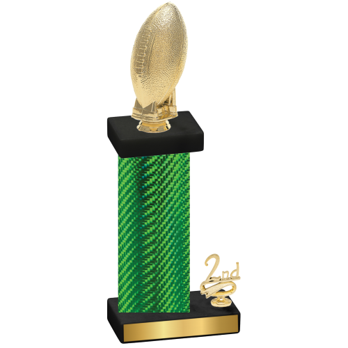 Accented Single Green Carbon Fiber Second Place Football Trophy