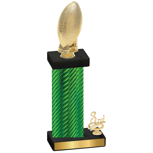 Accented Single Green Carbon Fiber Third Place Football Trophy