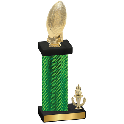 Accented Single Green Carbon Fiber Victory Football Trophy