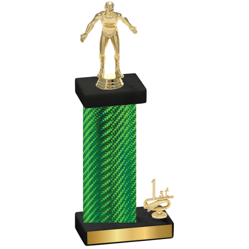 Accented Single Green Carbon Fiber First Place Wrestling Trophy
