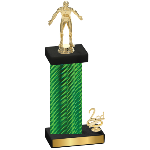 Accented Single Green Carbon Fiber Second Place Wrestling Trophy