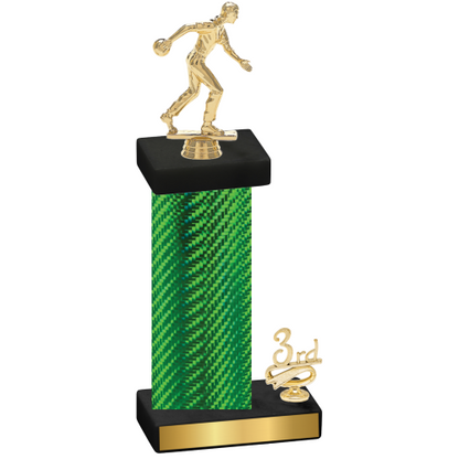 Accented Single Green Carbon Fiber Third Place Bowling Trophy