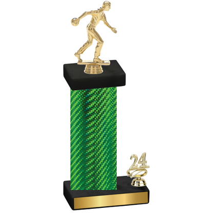 Accented Single Green Carbon Fiber Year Bowling Trophy