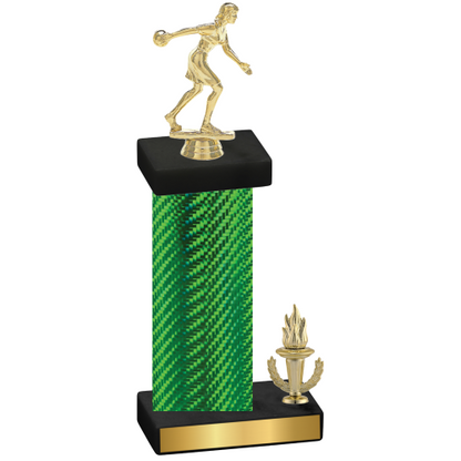 Accented Single Green Carbon Fiber Victory Bowling Trophy