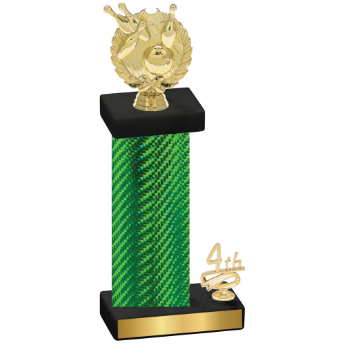 Accented Single Green Carbon Fiber Fourth Place Bowling Trophy