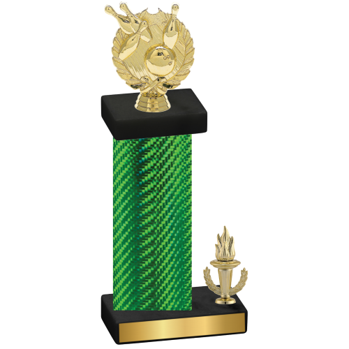 Accented Single Green Carbon Fiber Victory Bowling Trophy