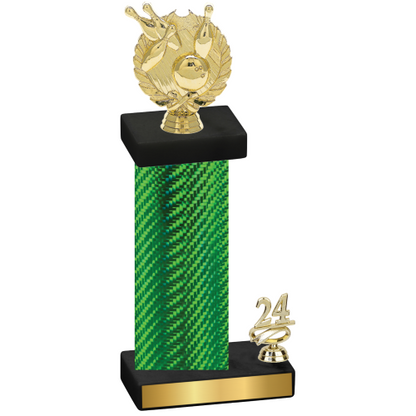 Accented Single Green Carbon Fiber Year Bowling Trophy