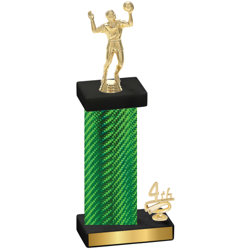 Accented Single Green Carbon Fiber Fourth Place Volleyball Trophy