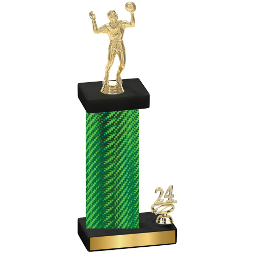 Accented Single Green Carbon Fiber Year Volleyball Trophy