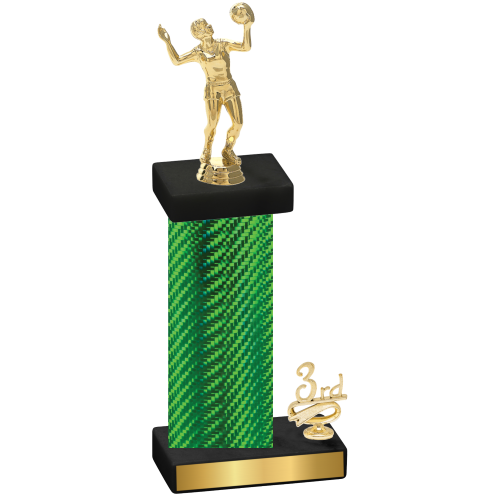 Accented Single Green Carbon Fiber Third Place Volleyball Trophy