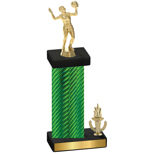 Accented Single Green Carbon Fiber Victory Volleyball Trophy